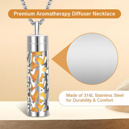 YAFIYGI Essential Oil Necklace – 316L Stainless Steel Diffuser Pendant with 10 Refill Pads