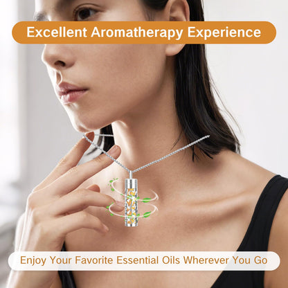 YAFIYGI Essential Oil Necklace – 316L Stainless Steel Diffuser Pendant with 10 Refill Pads