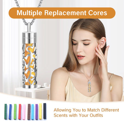 YAFIYGI Essential Oil Necklace – 316L Stainless Steel Diffuser Pendant with 10 Refill Pads