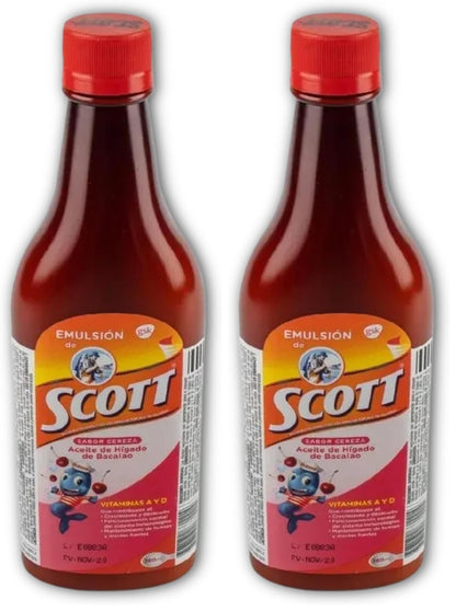 YAHVE Cherry Flavor Cod Liver Oil Emulsion with Vitamin A & Calcium (360 ml / 12.17 fl oz) – Kids Dietary Supplement – Pack of 2