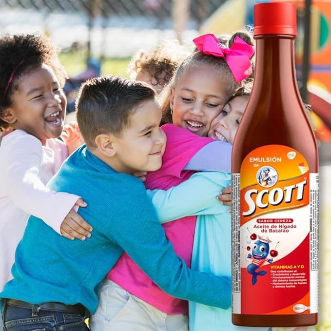 YAHVE Cherry Flavor Cod Liver Oil Emulsion with Vitamin A & Calcium (360 ml / 12.17 fl oz) – Kids Dietary Supplement – Pack of 2