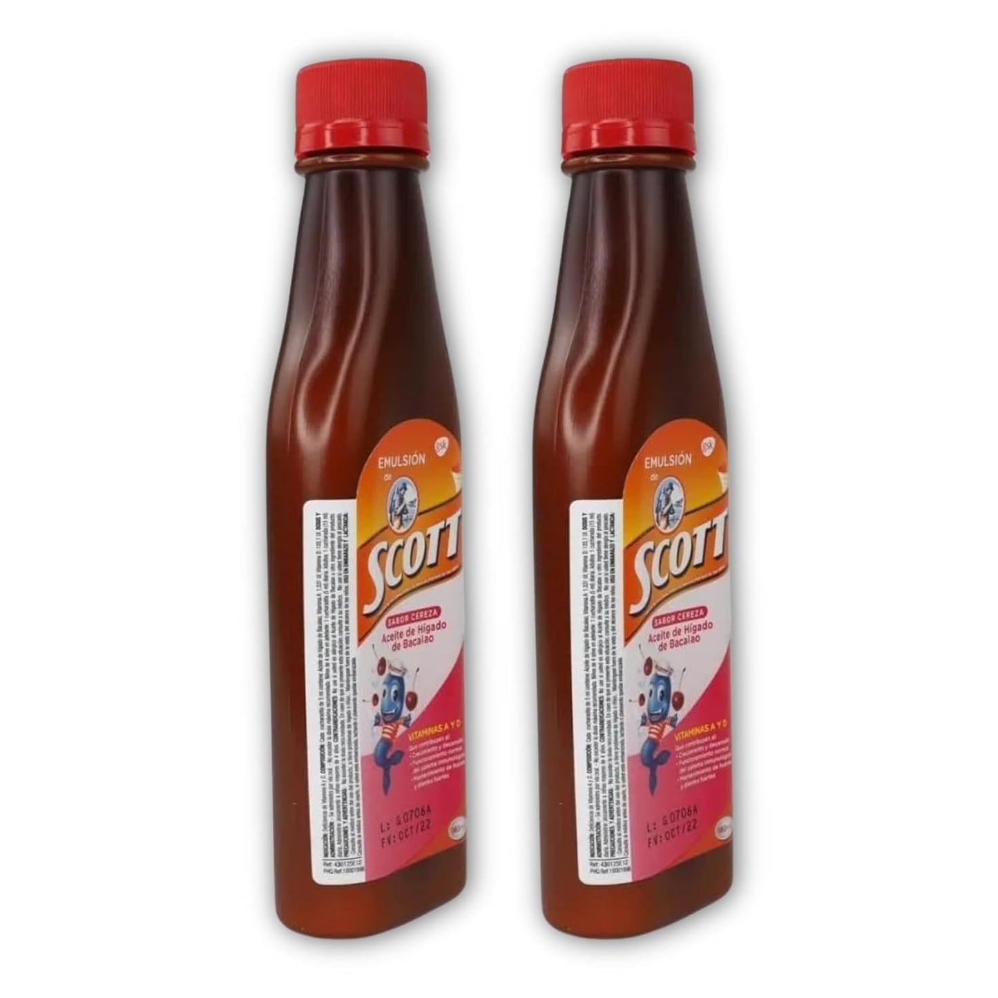 Yahve Cherry Flavored Cod Liver Oil Emulsion – 2 Pack (6.1 fl oz / 180 ml) – Vitamin A & Calcium for Kids