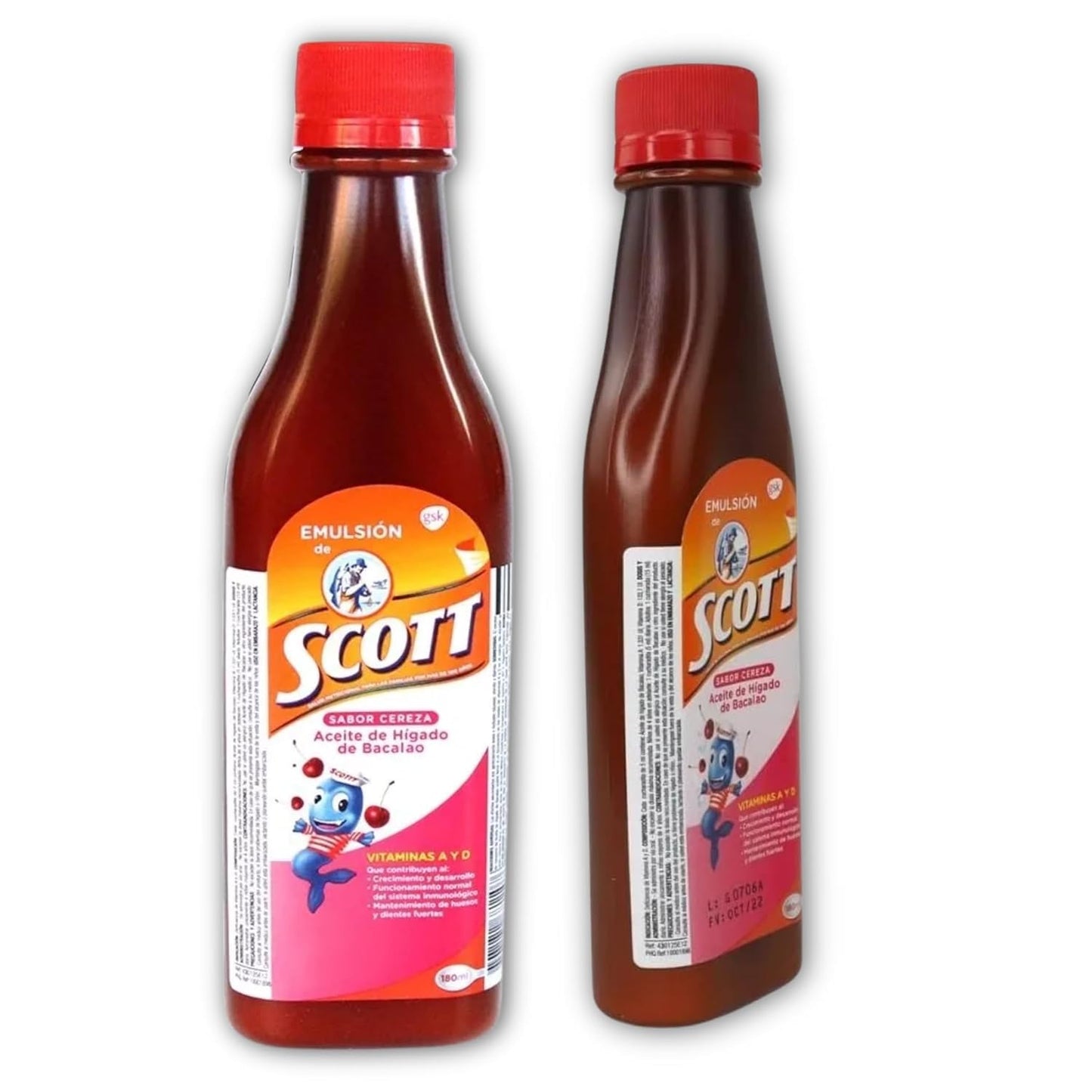 Yahve Cherry Flavored Cod Liver Oil Emulsion – 2 Pack (6.1 fl oz / 180 ml) – Vitamin A & Calcium for Kids