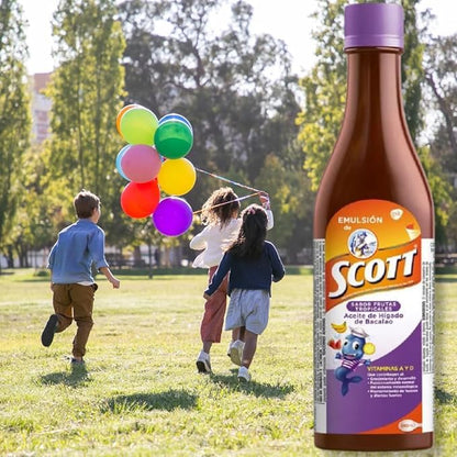 YAHVE Scott's Emulsion - Tropical Fruit Flavor Cod Liver Oil for Kids (360 ml / 12.17 fl oz) - Vitamin A & Calcium - Pack of 2