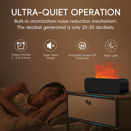 YALEDI 250ml Flame Diffuser – Music-Synced Light, Remote, Timer (Black)