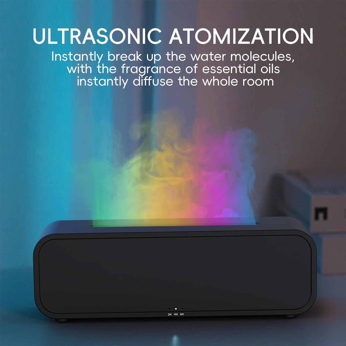 YALEDI 250ml Flame Diffuser – Music-Synced Light, Remote, Timer (Black)