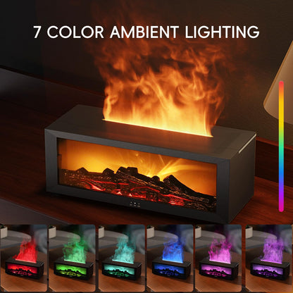 YALEDI Essential Oil Diffuser – Fireplace Design, 7 Colors, 150ml Ultrasonic Humidifier with Remote & Timer (Black)