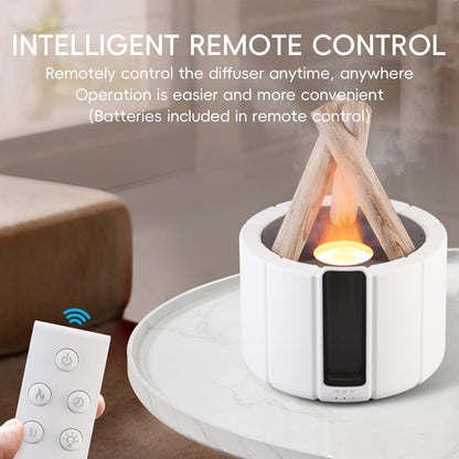 YALEDI Campfire Flame Diffuser – 250ml Wood Diffuser with Remote, Auto Shut-Off (White)