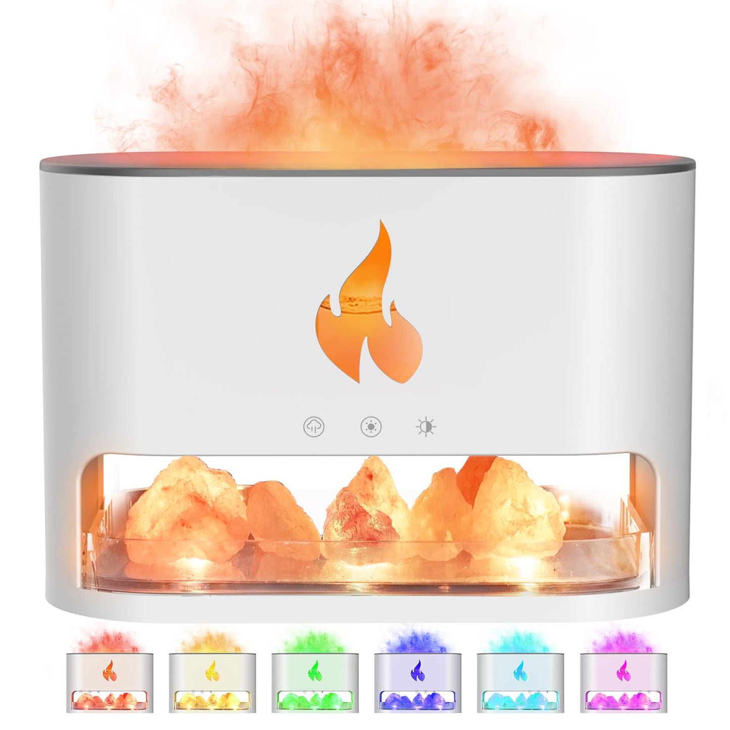 YALEDI Essential Oil Diffuser – Fireplace Flame Light, 250ml Himalayan Salt Lamp (White)