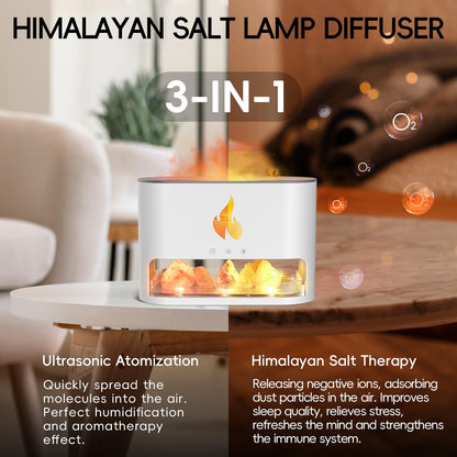 YALEDI Essential Oil Diffuser – Fireplace Flame Light, 250ml Himalayan Salt Lamp (White)