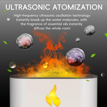 YALEDI Essential Oil Diffuser – Fireplace Flame Light, 250ml Himalayan Salt Lamp (White)