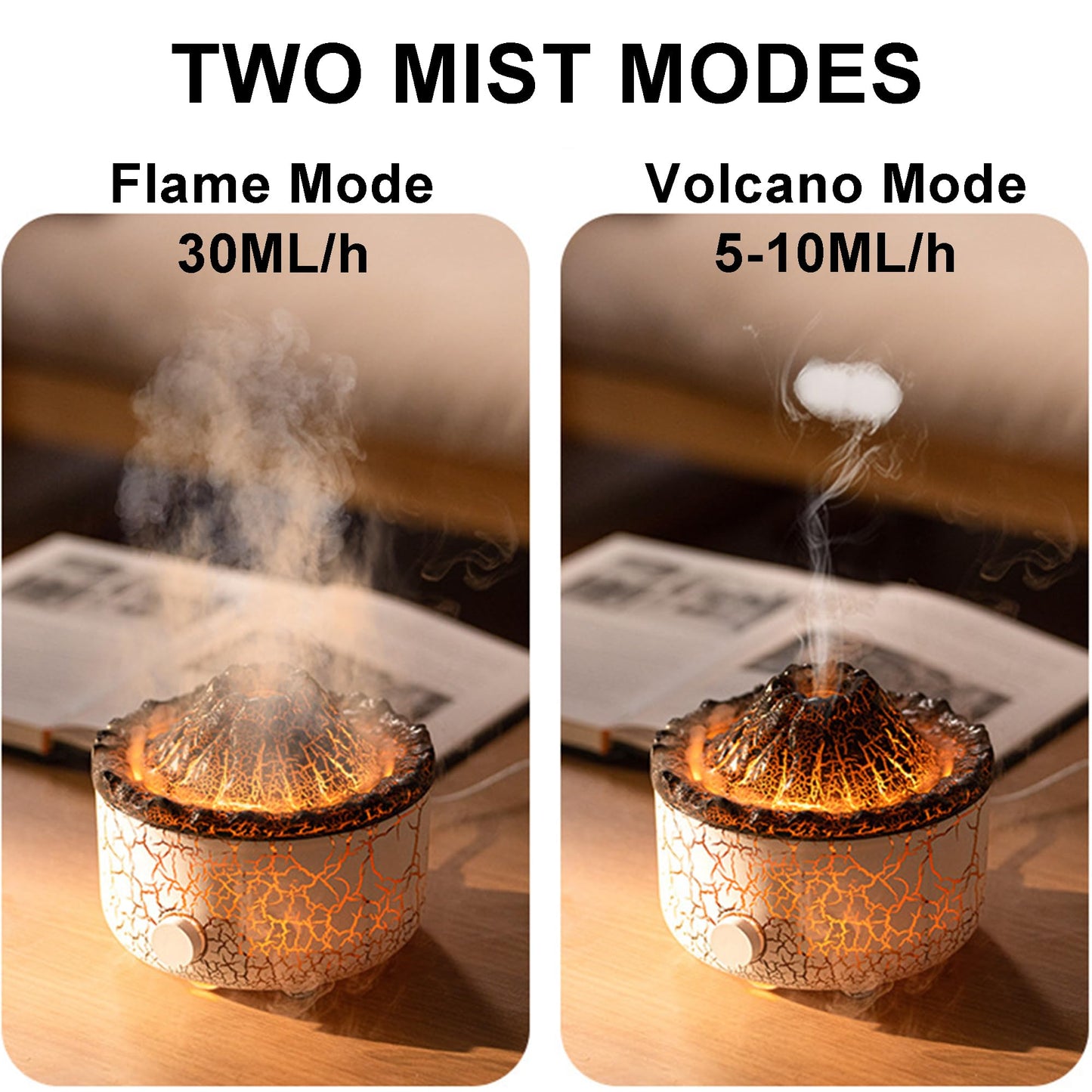 YALEDI Aromatherapy Essential Oil Diffuser 560ml – Volcano Flame Design, Ultrasonic Mist, Auto Shut-Off, Remote