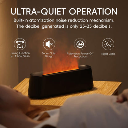 YALEDI Essential Oil Diffuser – Fireplace Flame 250ml, 7 Color Lights, Remote, Auto-Off | Black