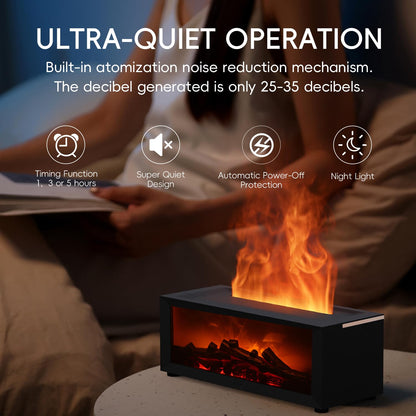 YALEDI Essential Oil Diffuser – Fireplace Design, 7 Colors, 150ml Ultrasonic Humidifier with Remote & Timer (Black)
