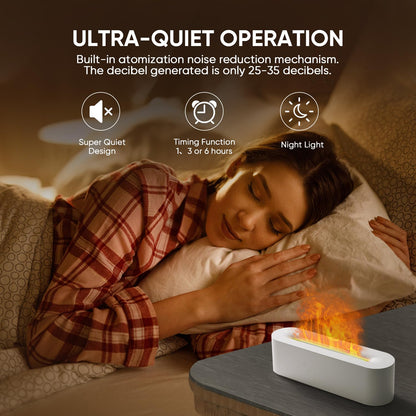 YALEDI Fireplace Flame Essential Oil Diffuser - 150ml Ultrasonic Humidifier, 7-Color Lights, Auto-Off (White)