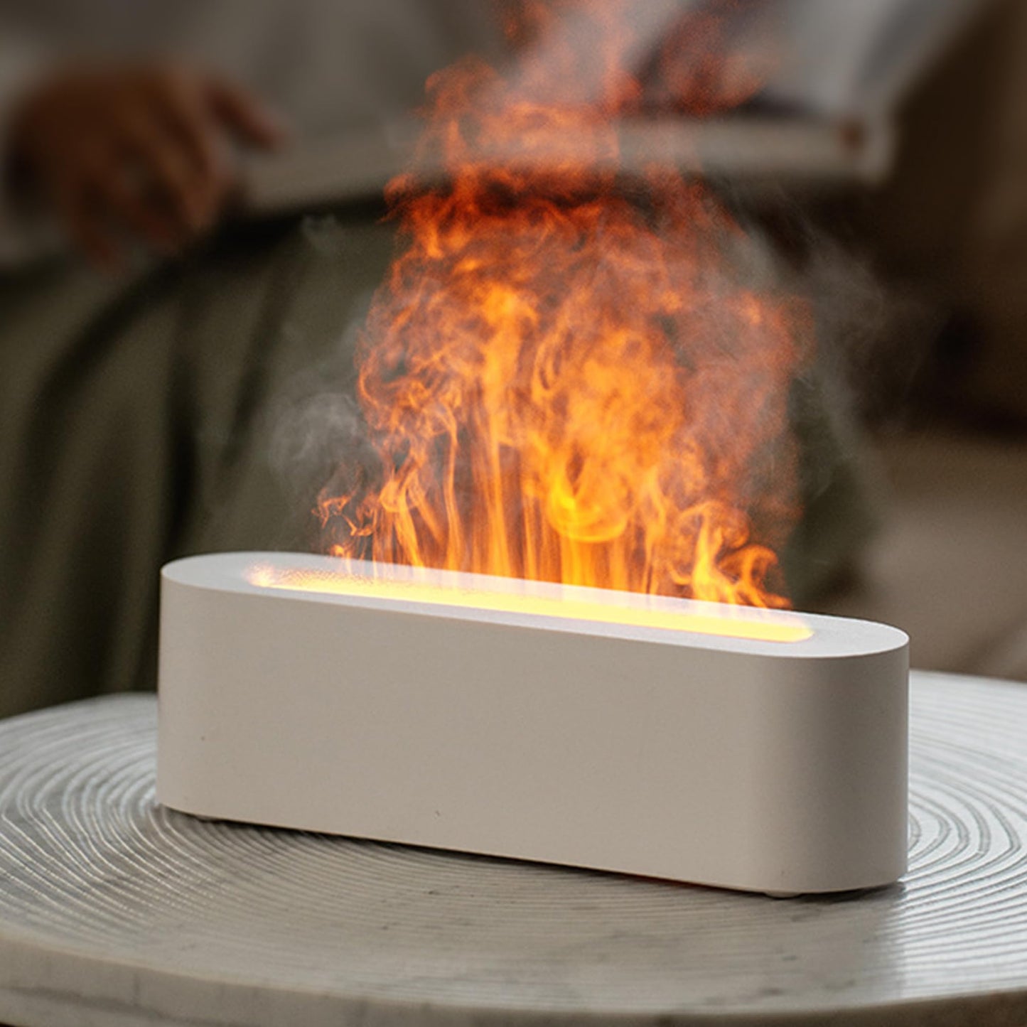 YALEDI Fireplace Flame Essential Oil Diffuser - 150ml Ultrasonic Humidifier, 7-Color Lights, Auto-Off (White)
