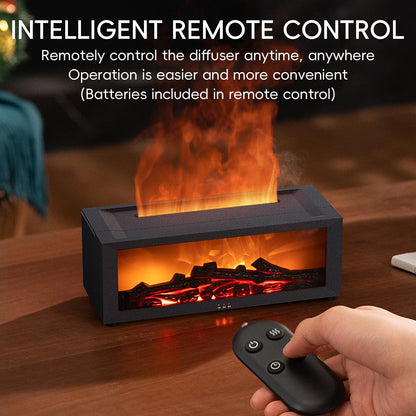 YALEDI Essential Oil Diffuser – Fireplace Design, 7 Colors, 150ml Ultrasonic Humidifier with Remote & Timer (Black)