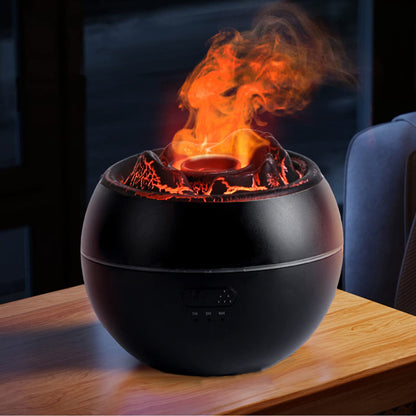 YALEDI Volcano Flame Essential Oil Diffuser – 360ml, 7-Color Lights, Auto Shut-Off (Black)