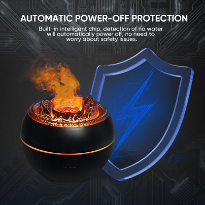 YALEDI Volcano Flame Essential Oil Diffuser – 360ml, 7-Color Lights, Auto Shut-Off (Black)