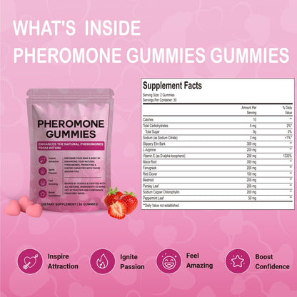 Yalei Pheromone Gummies for Women – Charisma, Confidence & Social Vibe (Sugar Free, Strawberry)