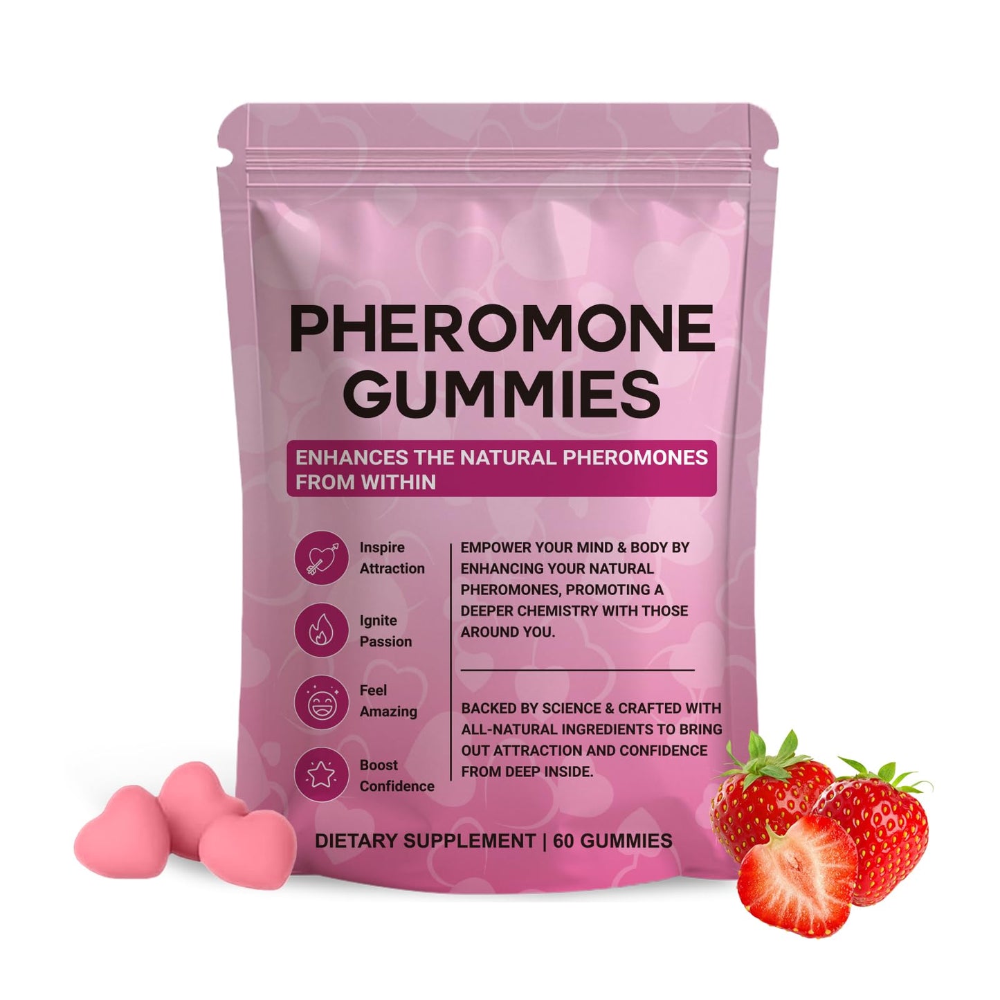 Yalei Pheromone Gummies for Women – Charisma, Confidence & Social Vibe (Sugar Free, Strawberry)