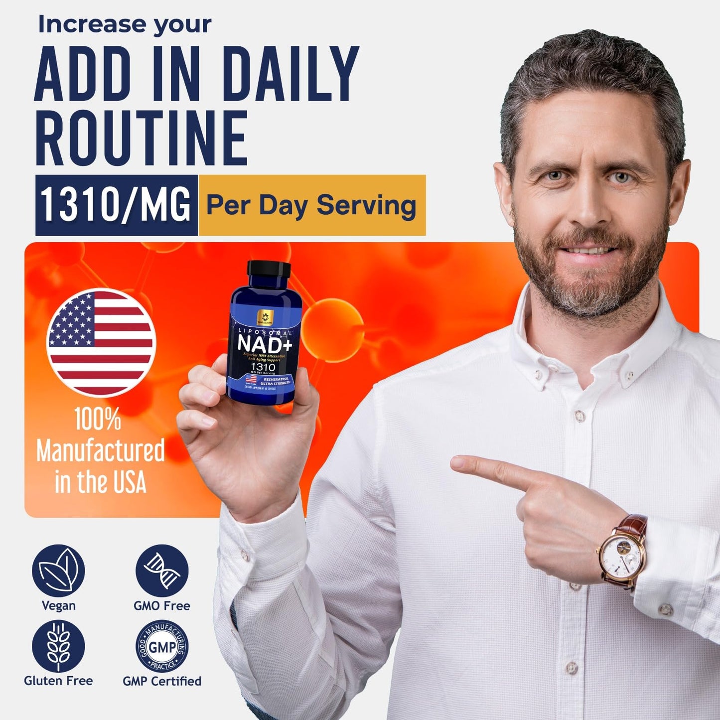 YAM Health Liposomal NAD+ with Trans-Resveratrol – Premium Halal NAD Supplement for Energy Metabolism, DNA Repair & Longevity (Vegan, Non-GMO, 60 Count)