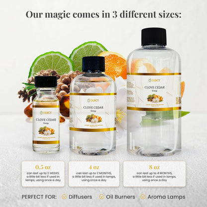 YANCY Clove Cedar Fragrance Oil (1/2 oz) – Earthy Cedarwood for Diffusers, Oil Burners & Lamps