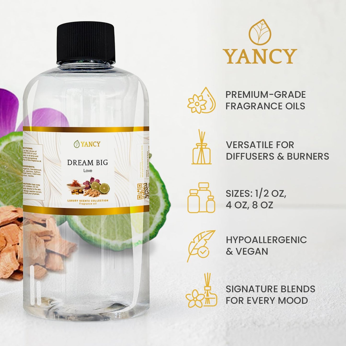 YANCY Dream Big Luxury Fragrance Oil (4 oz) – Sweet Fruity Scent for Diffusers