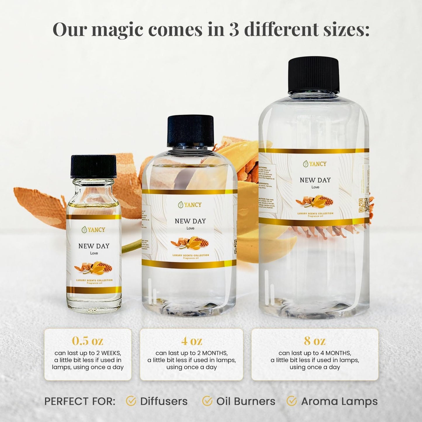 YANCY New Day Luxury Fragrance Oil (8 oz) – Uplifting Citrus & Floral