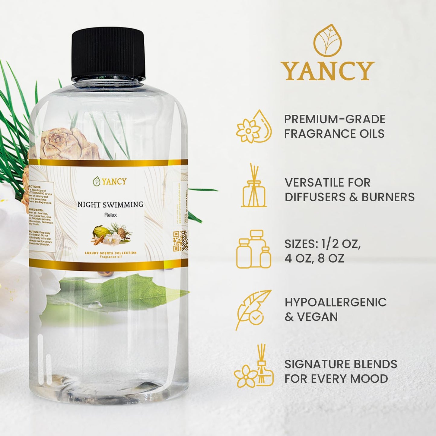 YANCY Night Swimming Luxury Fragrance Oil (4 oz) – Marine & Floral