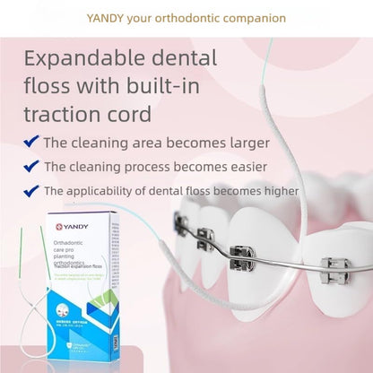 YANDY Dental Floss for Braces – 200 Count, Threaders for Implants & Bridges