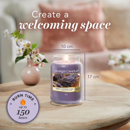 Yankee Candle Lavendar & Oak Large Jar – Long-Burning Scented Candle (Up to 150 Hours) | Giftable Aromas for Women