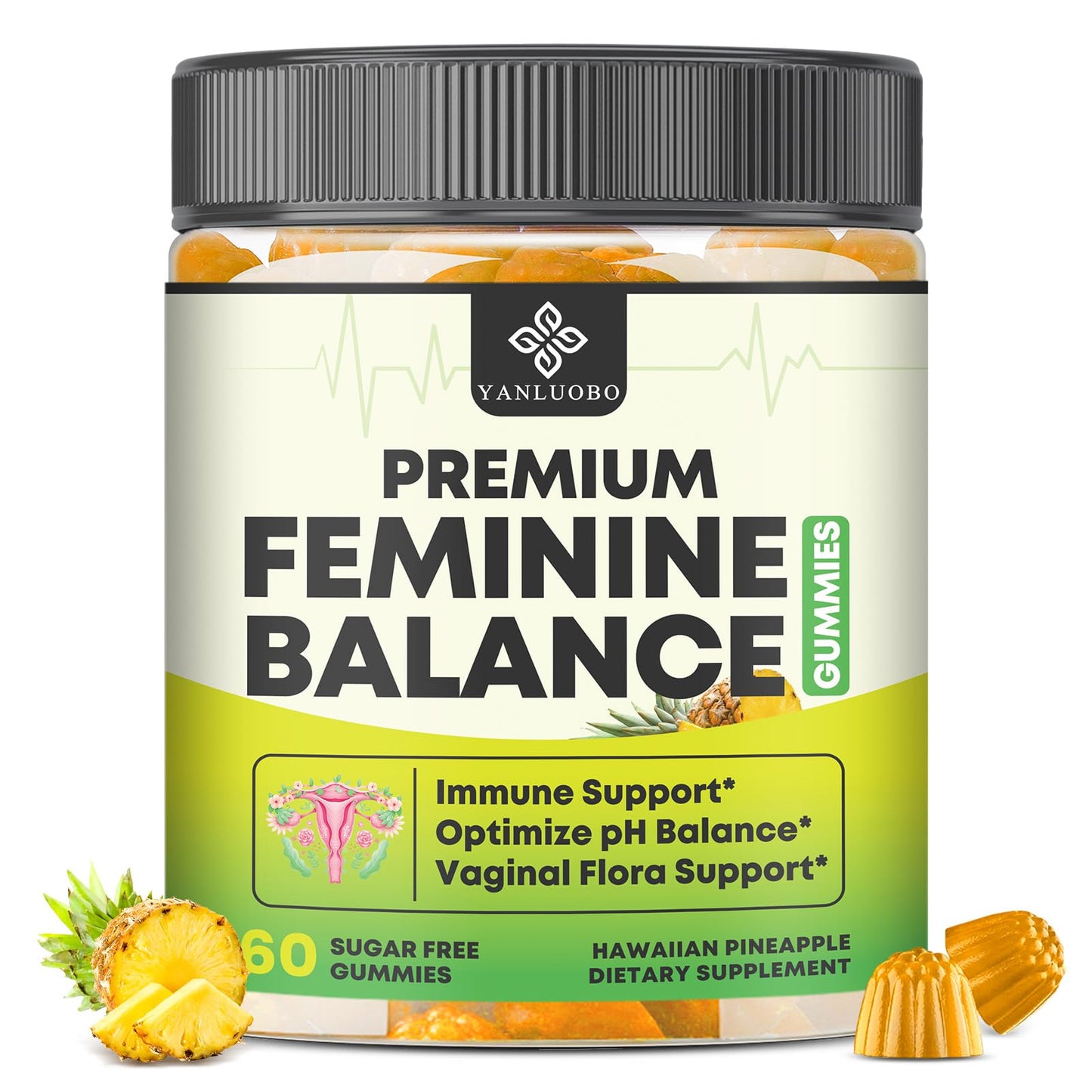 YANLUOBO Feminine Balance Probiotic Gummies for Women | Vaginal Health & pH Balance | 60 Count