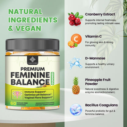 YANLUOBO Feminine Balance Probiotic Gummies for Women | Vaginal Health & pH Balance | 60 Count