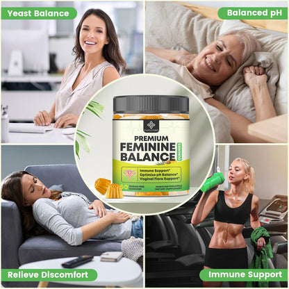 YANLUOBO Feminine Balance Probiotic Gummies for Women | Vaginal Health & pH Balance | 60 Count