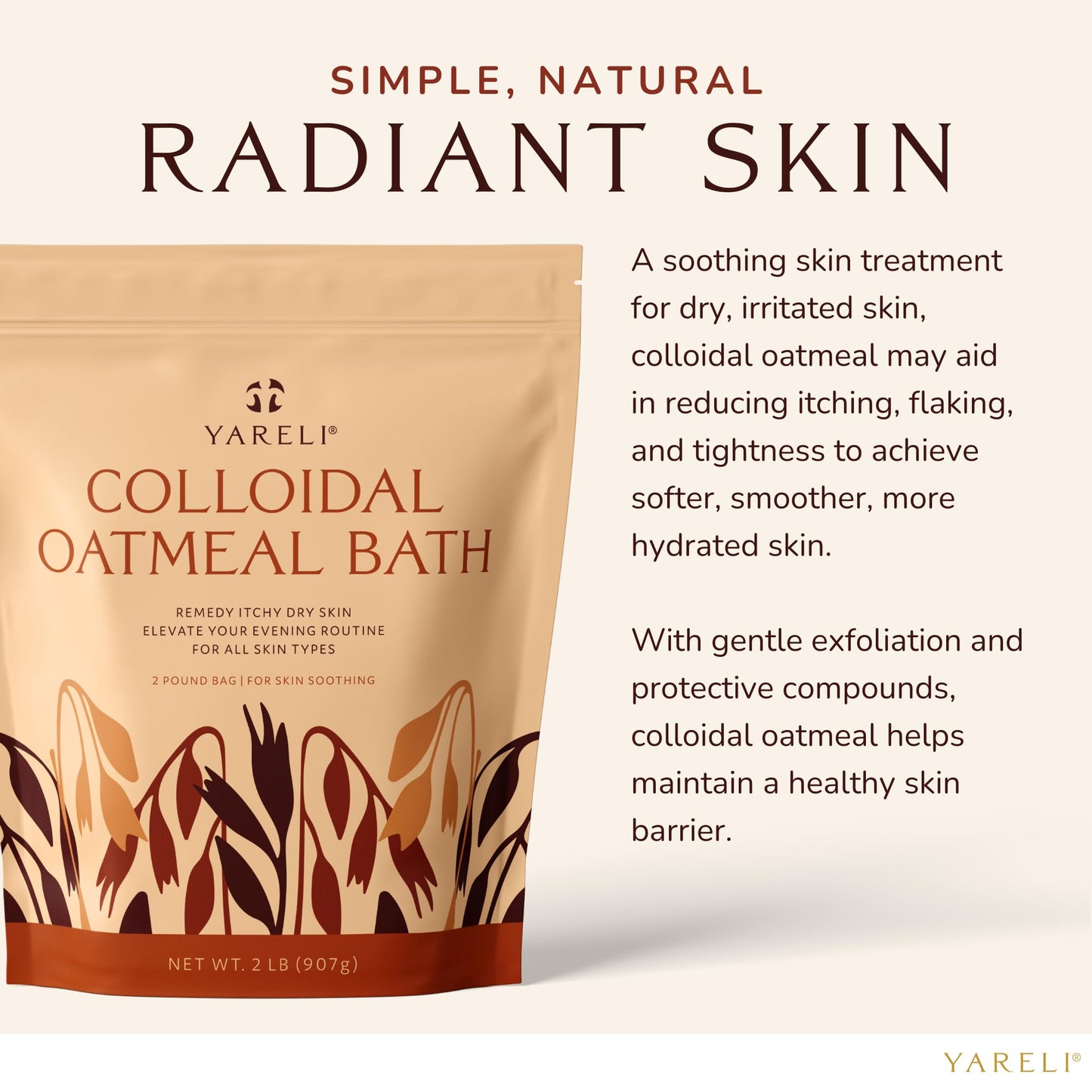 YARELI Colloidal Oatmeal Bath Powder 2lb – All Ages Skin Comfort
