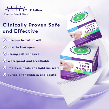 Yarster Silicone Scar Sheets | Medical-Grade Scar Tape 1.6 x 60 in