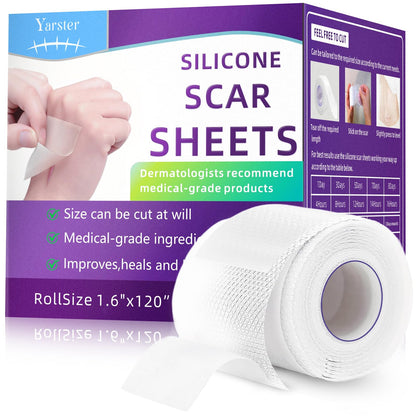 Yarster Silicone Scar Sheets & Scar Tape – Medical-Grade 3M Roll (1.6" x 120")
