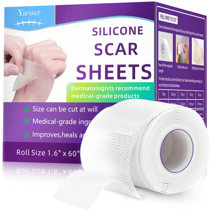 Yarster Silicone Scar Sheets | Medical-Grade Scar Tape 1.6 x 60 in