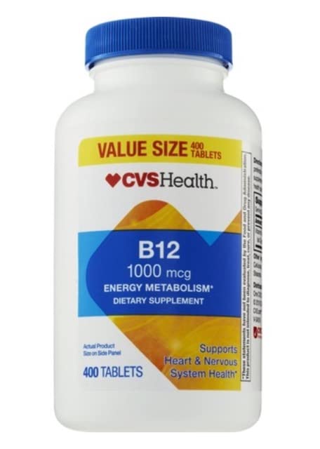 YBW CVS Health Vitamin B12 Tablets 1000mcg 400 CT - Vitamin B12 Supplement