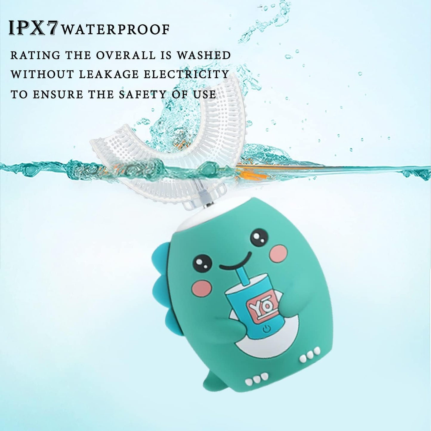 Yeklike Kids U-Shaped Electric Toothbrush 360° Cleaning IPX7 Waterproof (8-15y)