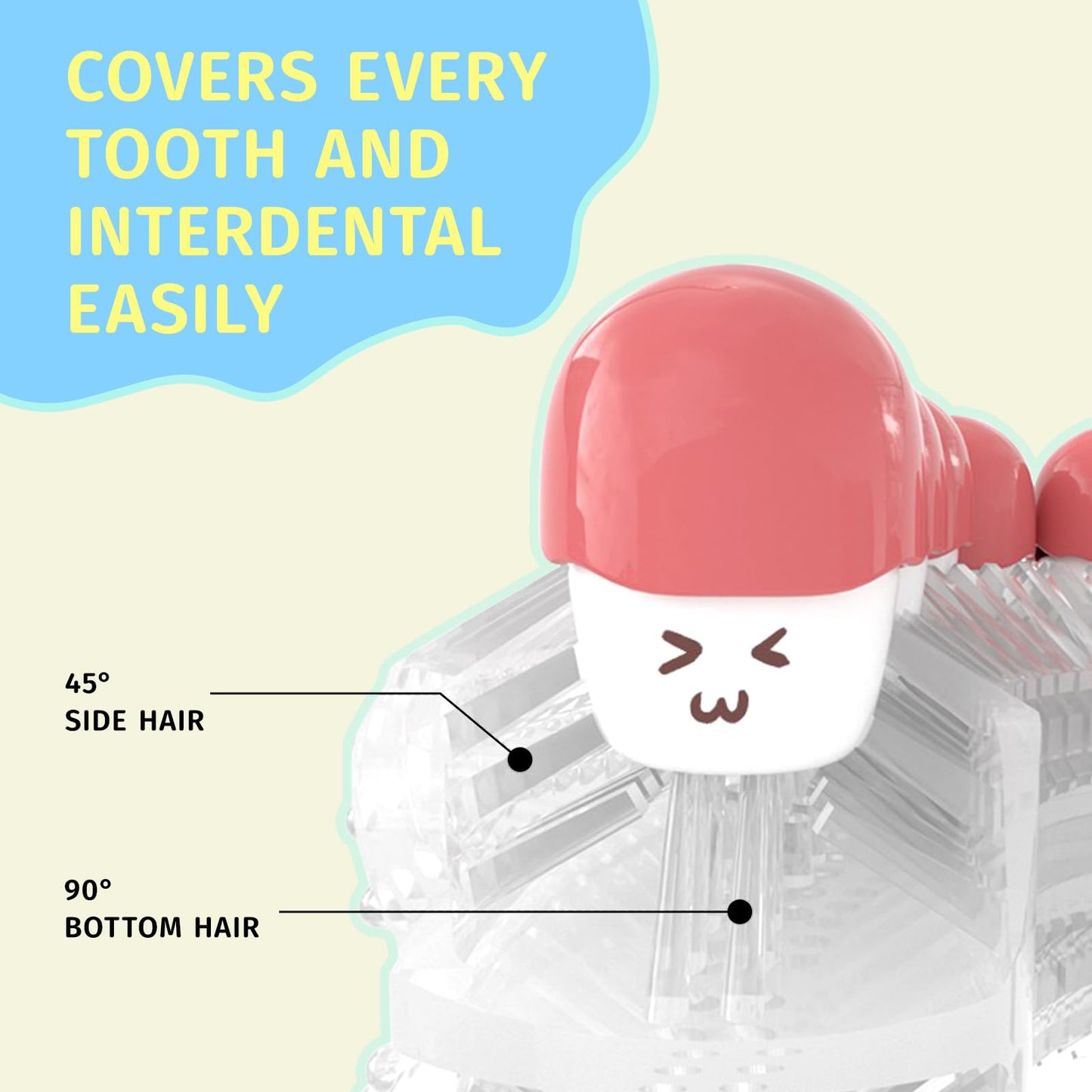 Yeklike Kids U-Shaped Electric Toothbrush – 360° Sonic Cleaning (2-7y), IPX7 Waterproof