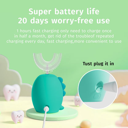 Yeklike Kids U-Shaped Electric Toothbrush – 360° Sonic Cleaning (2-7y), IPX7 Waterproof