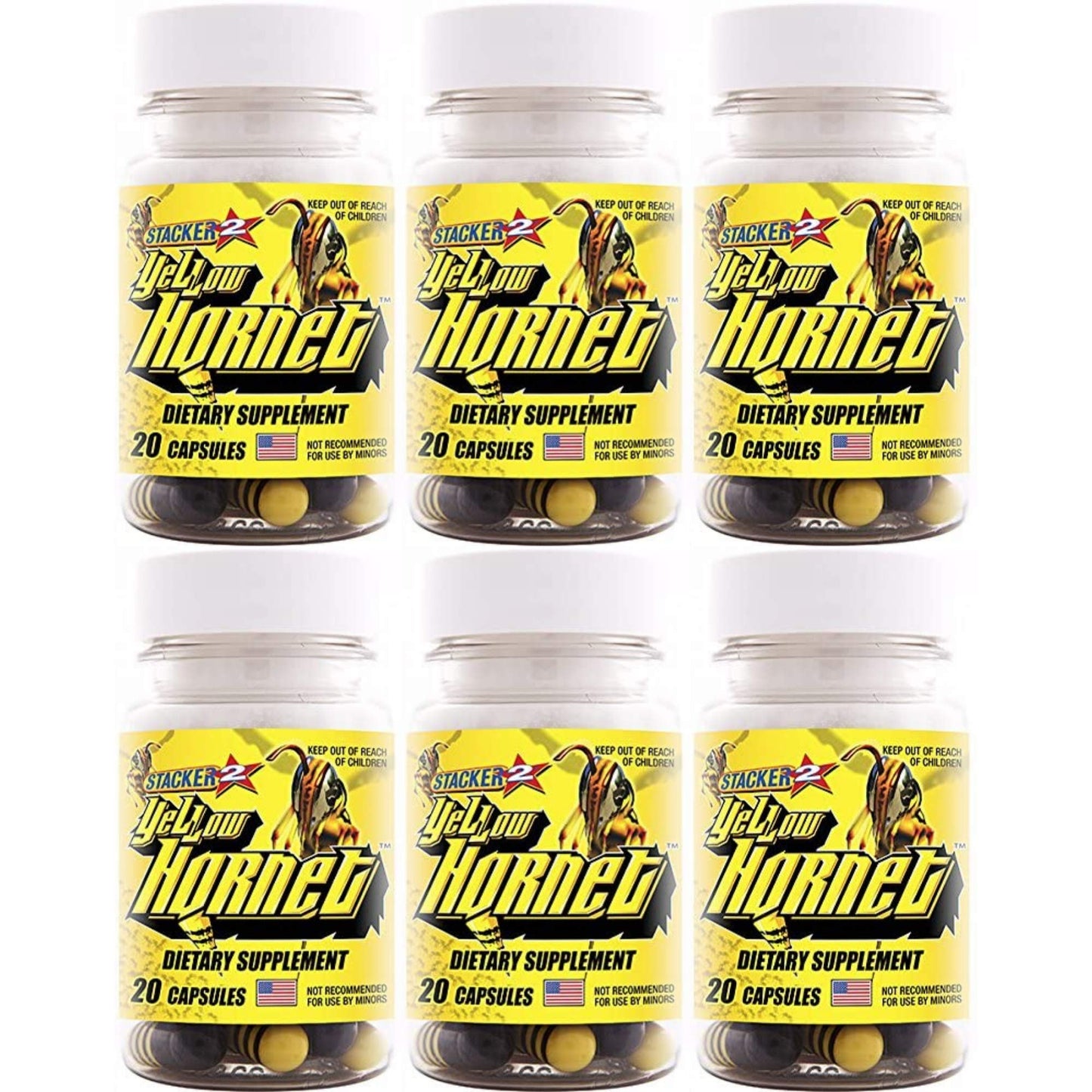 Yellow Hornet Herbal Dietary Supplement 120 Capsules - 6-Pack