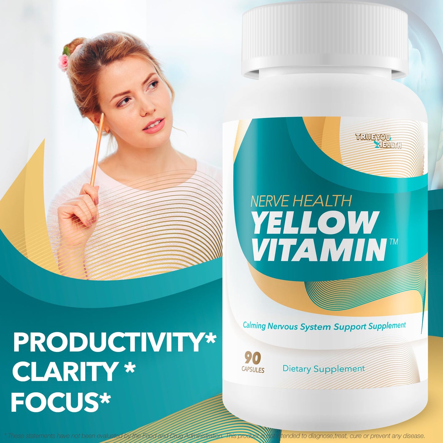 Yellow Vitamin for Nerves – Nerve Support with B Complex & Lion's Mane