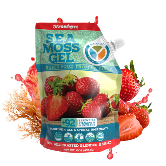 Yemayá Organic Sea Moss Gel – Wildcrafted Raw Seamoss, Strawberry, 16 oz BritishVita | Premium UK Vitamins & Wellness Supplements