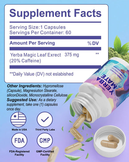 Yerba Mate Capsules 75mg – Natural Energy & Focus (60 Servings)