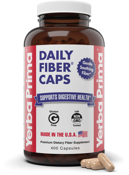 Yerba Prima Daily Fiber Caps Formula - 400 Capsules | Soluble & Insoluble Fiber