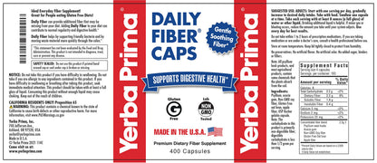 Yerba Prima Daily Fiber Caps Formula - 400 Capsules | Soluble & Insoluble Fiber