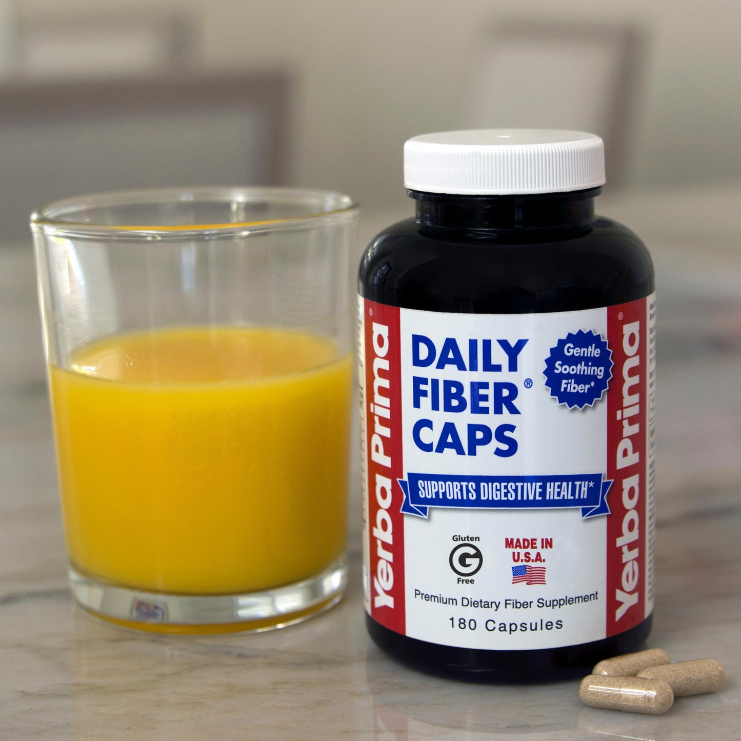 Yerba Prima Daily Fiber Formula - 180 Caps (Pack of 2) | Soluble & Insoluble Fiber